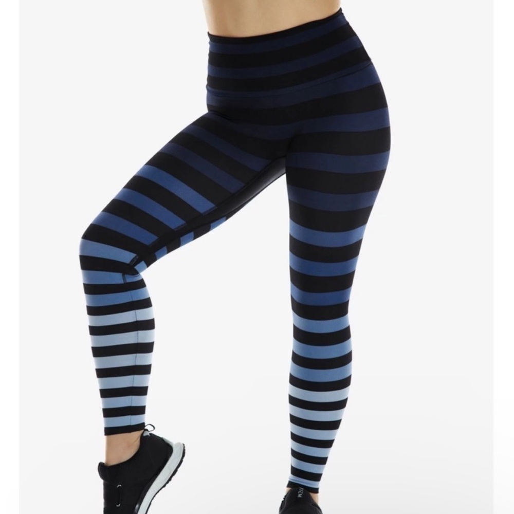K-DEER Blue and Black Striped Leggings